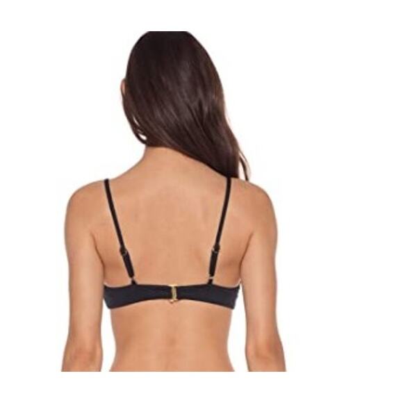 Isabella Rose Neutral Tassle Black Bralette Triangle Bikini Swim Top Sz S - Picture 3 of 8